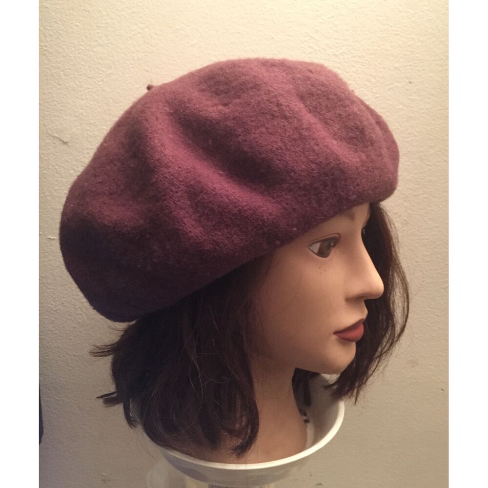 Vintage Wool Beret HAT Brown Silk Lined 70s 80s Womens Accessories Ladies